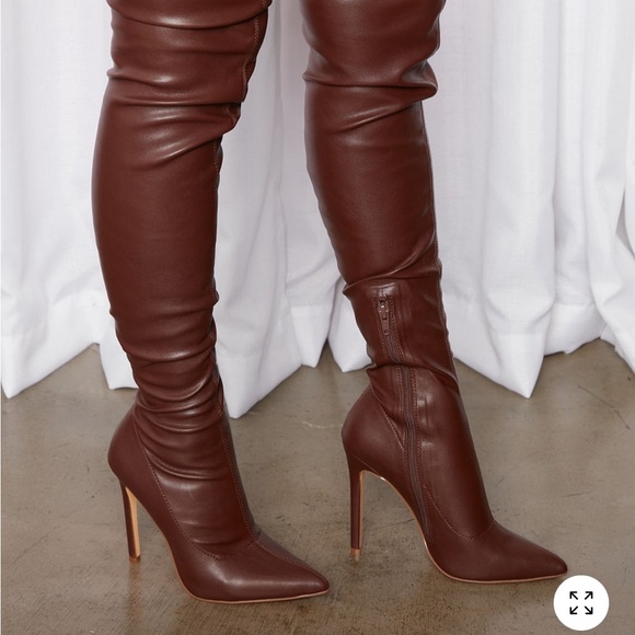 Fashion Nova Shoes - Fashion Nova Brown Over-the-Knee Pointed Stiletto Boots